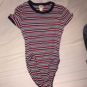 Striped body suit